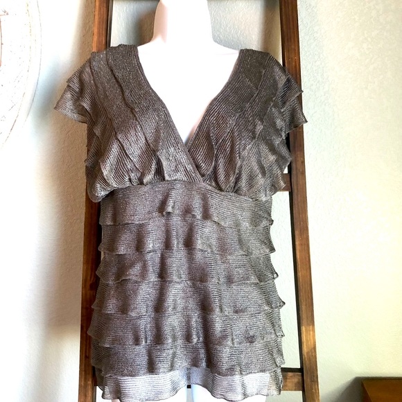 Studio M • Metallic Ruffle Top - Picture 1 of 8